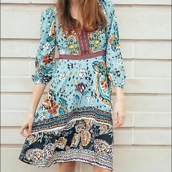 Anthropologie Akemi + Kin Multicolor Floral Crochet Beaded Dress - Picture 7 of 8